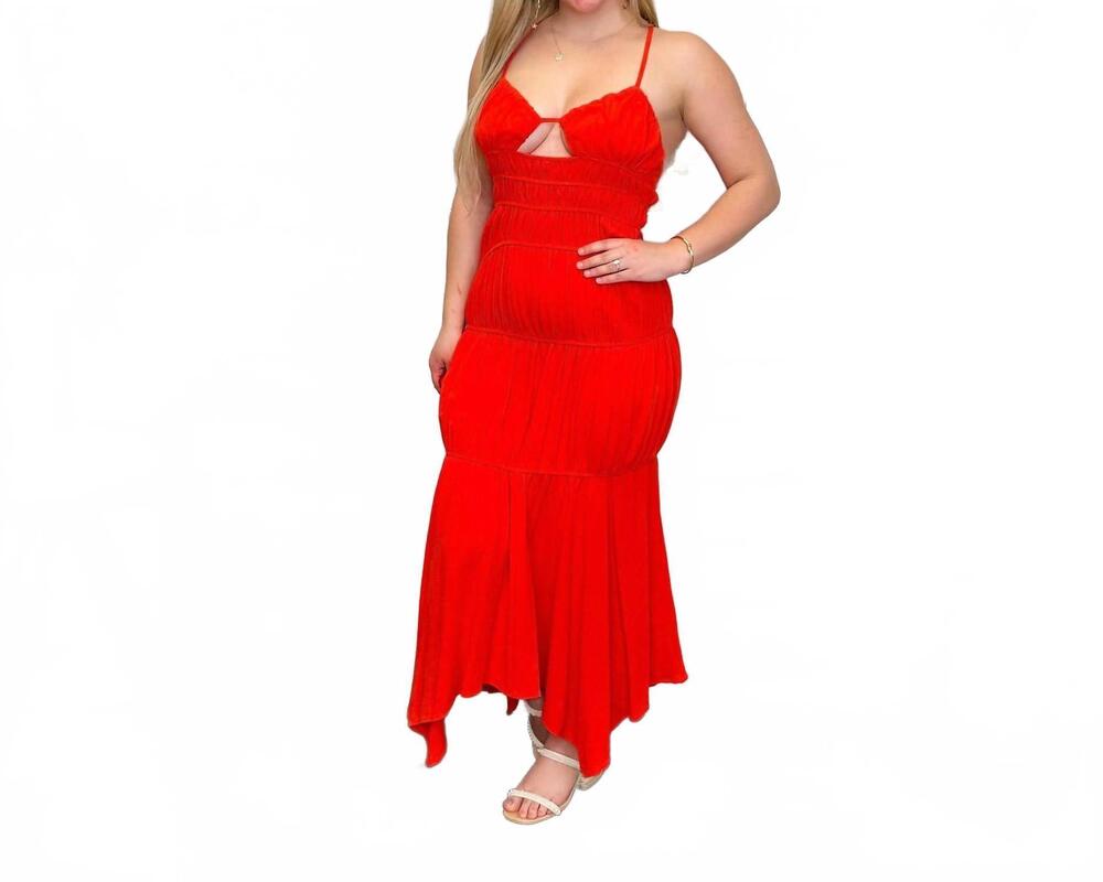 NEW SEW IN LOVE cute honey tiered maxi dress in coral